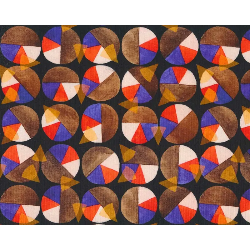 Baumwolljersey RAINBOW CIRCLE, Segmentkreise, braun, Hilco