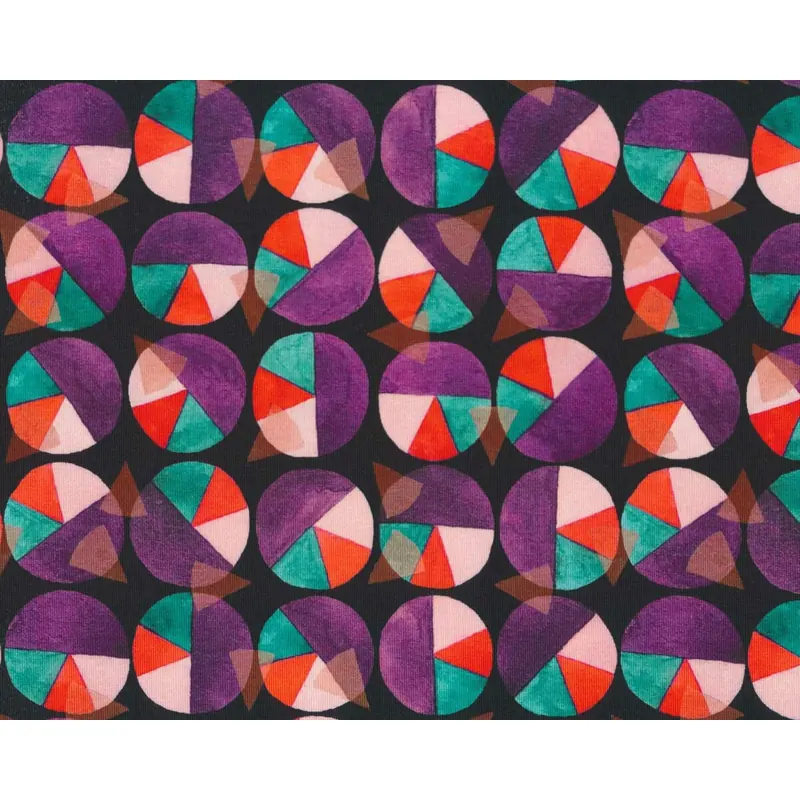 Baumwolljersey RAINBOW CIRCLE, Segmentkreise, lila, Hilco
