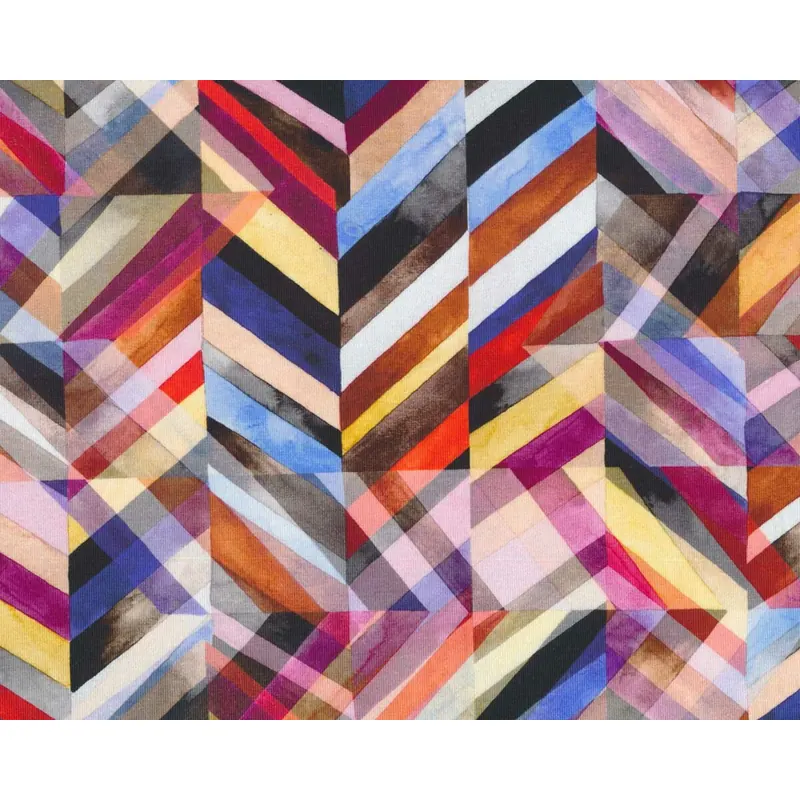 Baumwolljersey RAINBOW CUT, Streifen-Mosaik, braun, Hilco