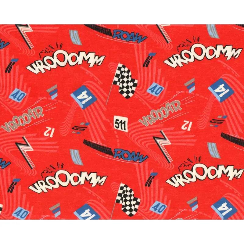 Baumwolljersey VINTAGE RACE, Schriftzug, rot, Hilco