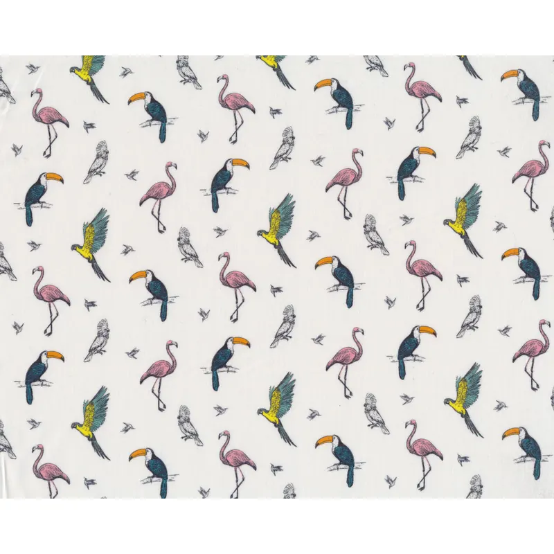 Baumwollpopeline EKZOTIKA, Papageien & Flamingo, Toptex