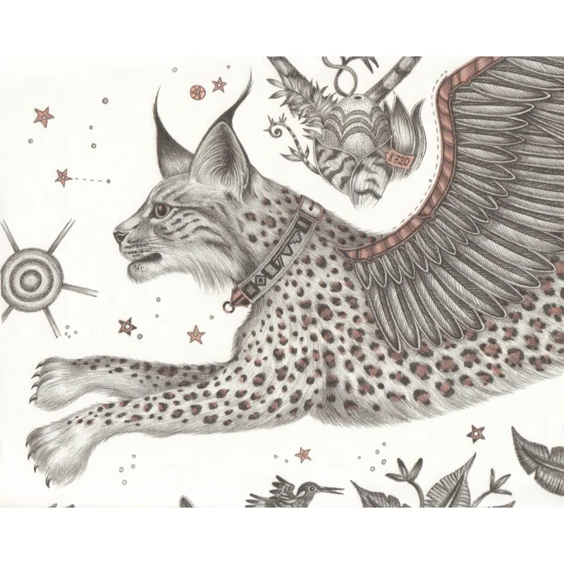 Baumwollsatin LYNX, Fabelwesen, wollweiß, Emma Shipley