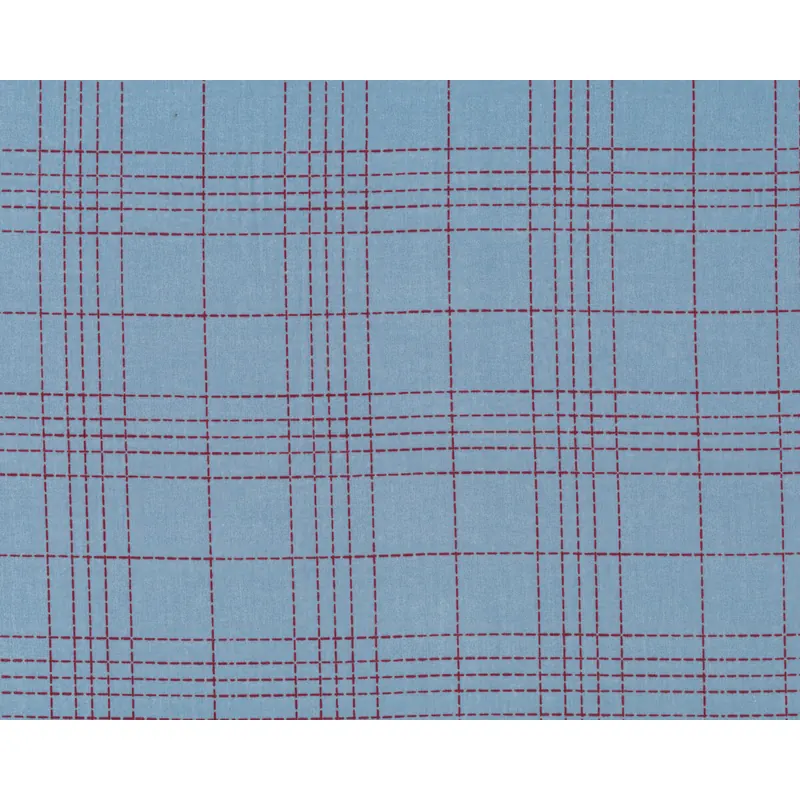 Baumwollstoff DASHED CHECKS, Strichel-Karo, helles jeansblau