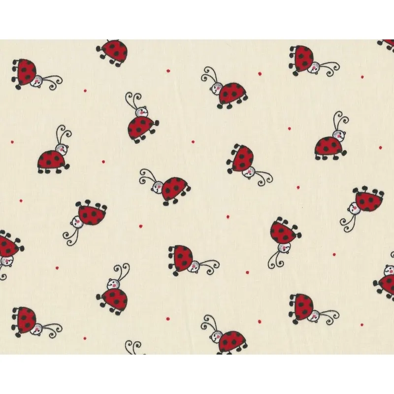 Baumwollstoff, Dekostoff COCCY, Marienkäfer, creme-rot