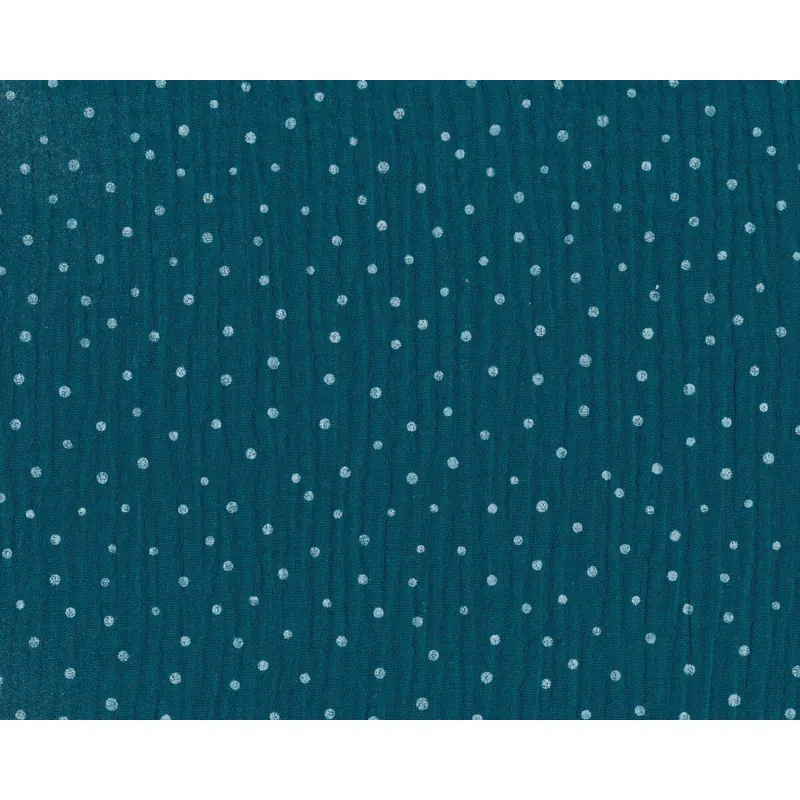 Baumwollstoff DOUBLE GAUZE DOTS, Punkte, petrol, Hilco