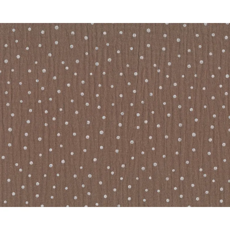 Baumwollstoff DOUBLE GAUZE DOTS, Punkte, schlammbraun, Hilco