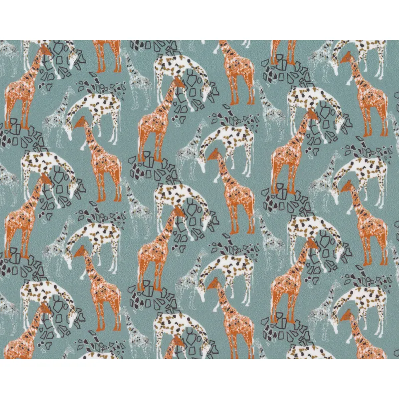 Baumwollstoff FLORIAN, Giraffen, mintgrün