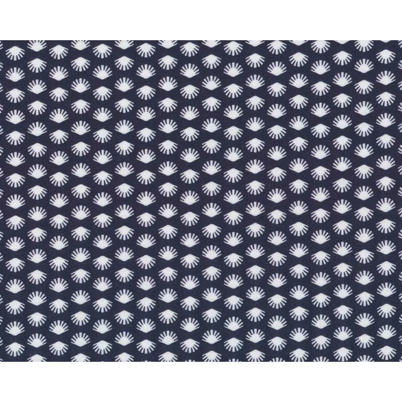 Baumwollstoff KIEL, Muscheln, marineblau
