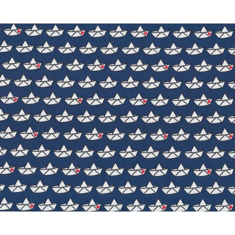 Baumwollstoff LOVEBOAT, Papierboote, dunkelblau, Cherry Picking