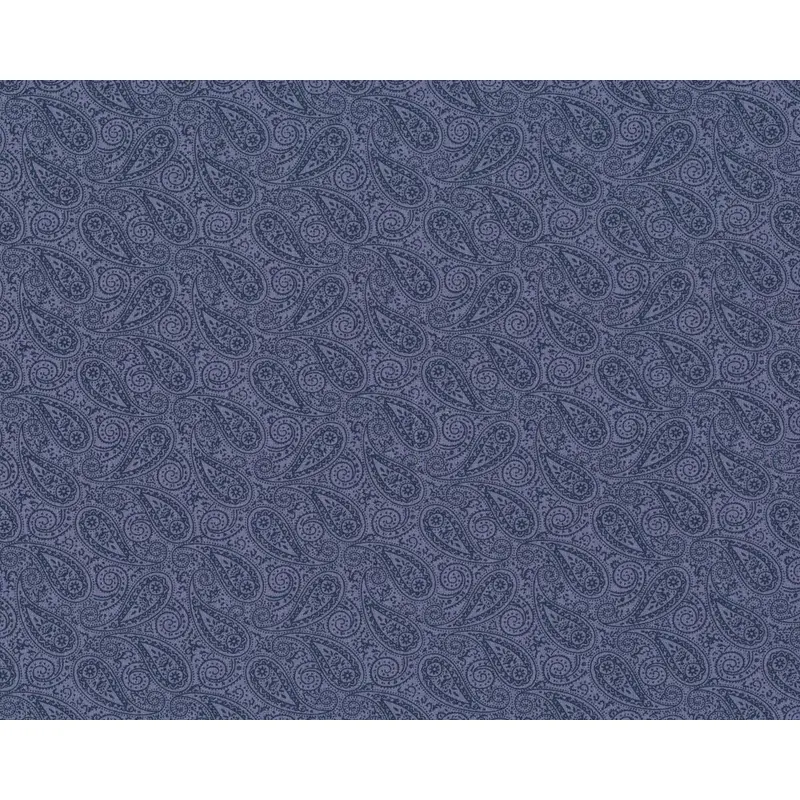 Baumwollstoff, Popeline EDDA BLUE, Paisleys, jeansblau