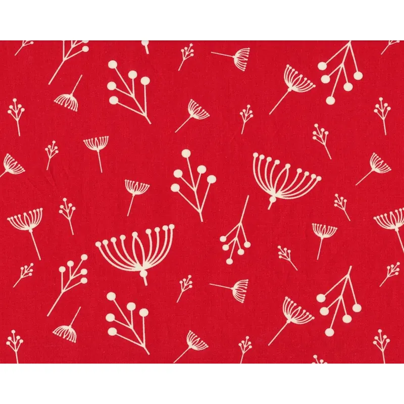 Baumwollstoff, Popeline ORGANIC COTTON, Pusteblumen, rot