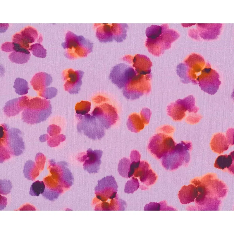 Baumwollstoff Popeline TAIRA, Aquarell-Blüten, lavendel, Hilco