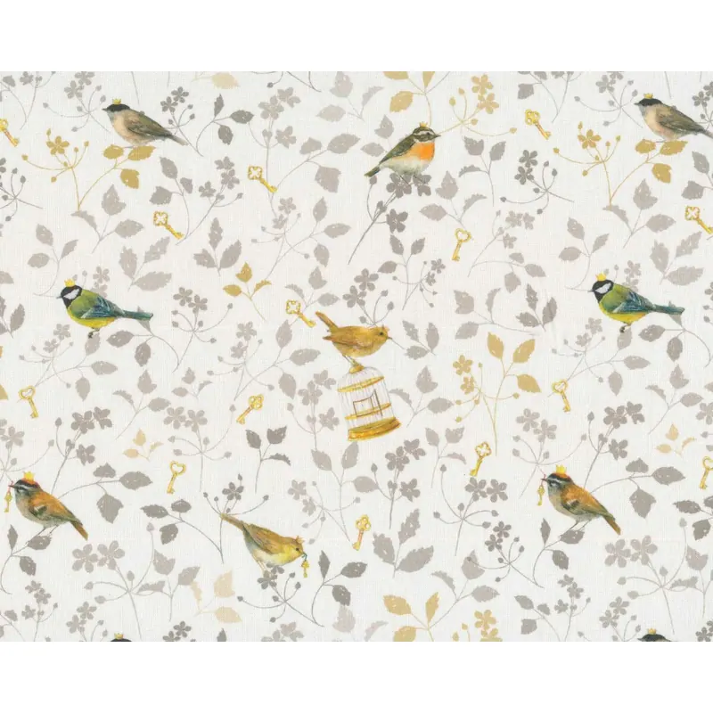 Baumwollstoff VOGELPRINZEN, Acufactum