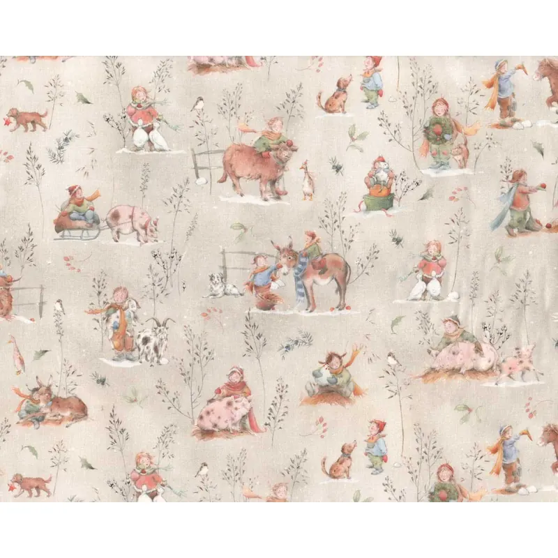 Baumwollstoff WINTER AUF DEM BAUERNHOF, Sophia Drescher, Acufactum
