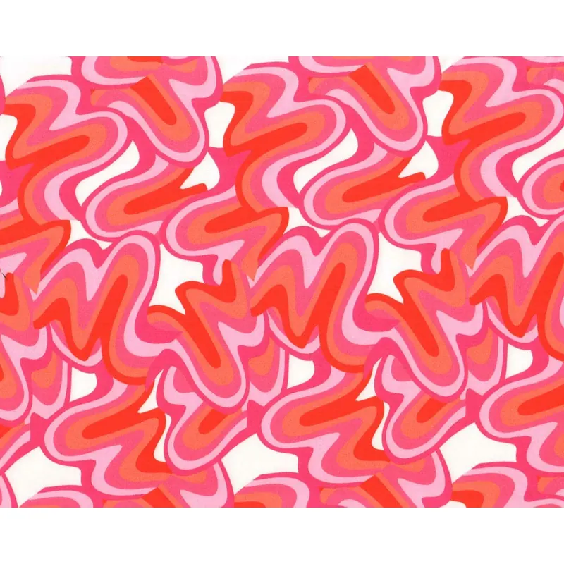 Baumwollstretch IMMANUEL, Retro-Wellen, pink, Hilco