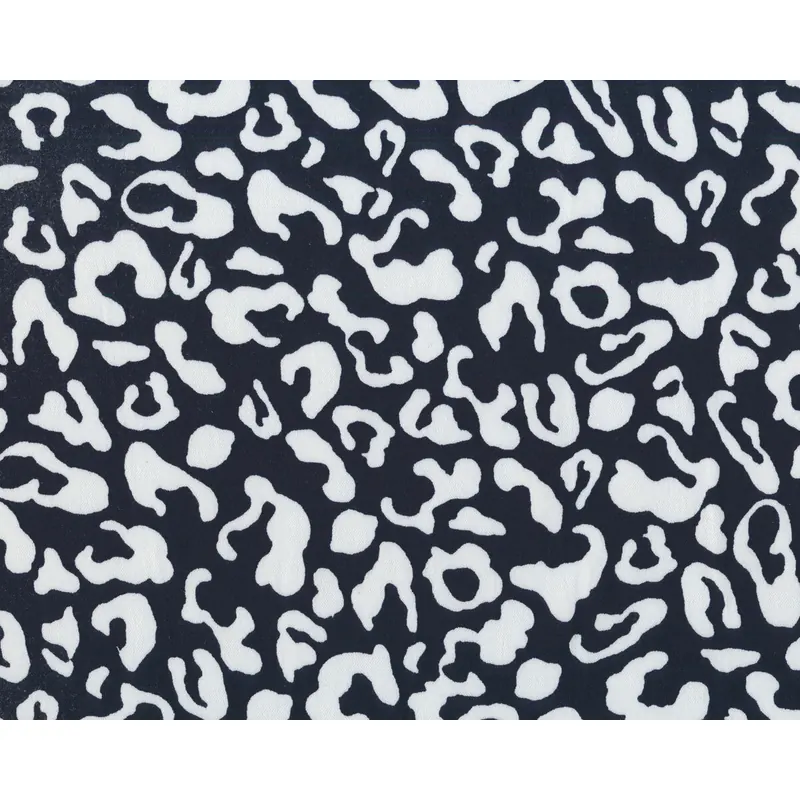 Baumwollstretch PANTHERA, Leo-Print, nachtblau-weiß