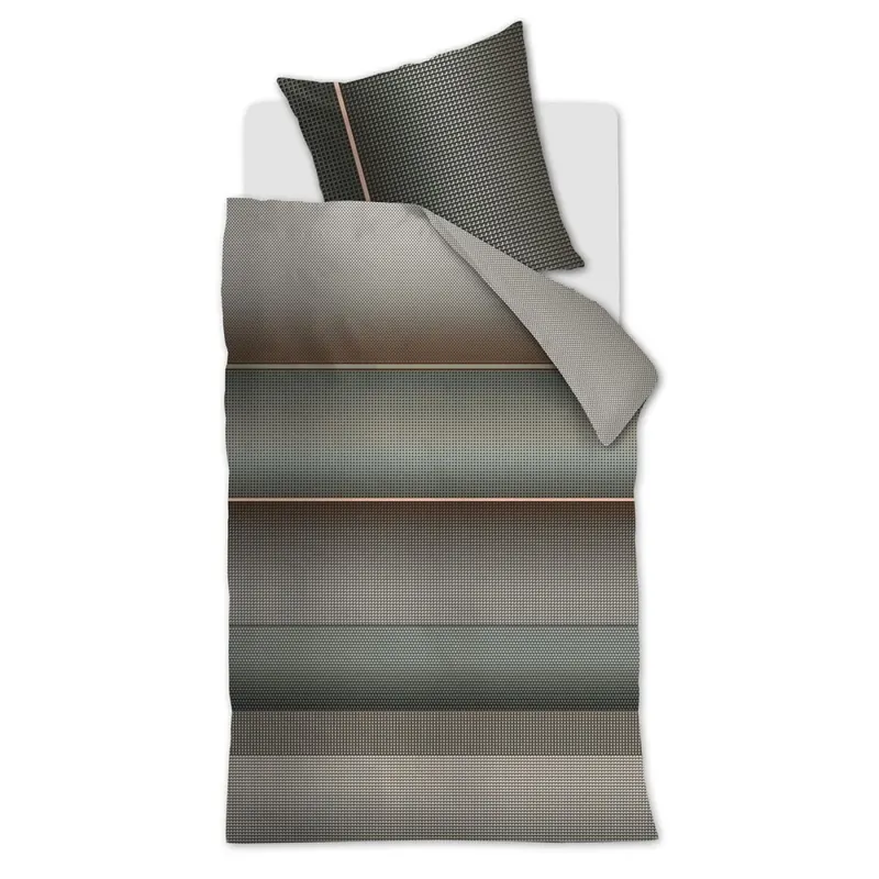 Beddinghouse Bettwäsche Charlottesville_Grey Green_ _UV_155x220 + 1x 1 , 1 155 x 220 cm, 80 x 80 cm Grau