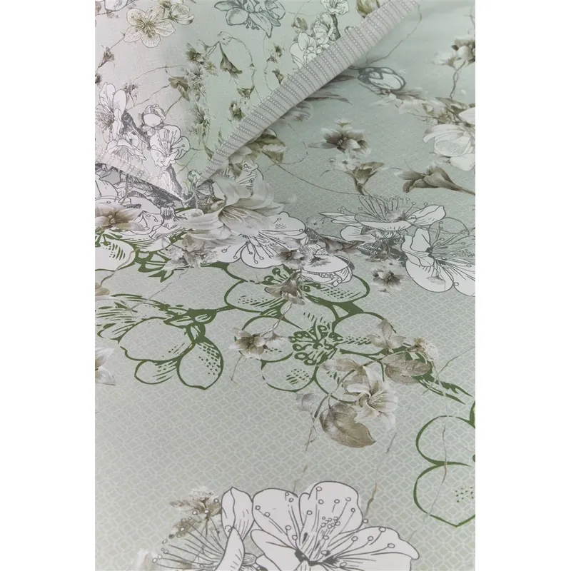 Beddinghouse Bettwäsche Fleurelle_Grey Green_ _UV_155x220 + 1x 1 , 1 155 x 220 cm, 80 x 80 cm Grau