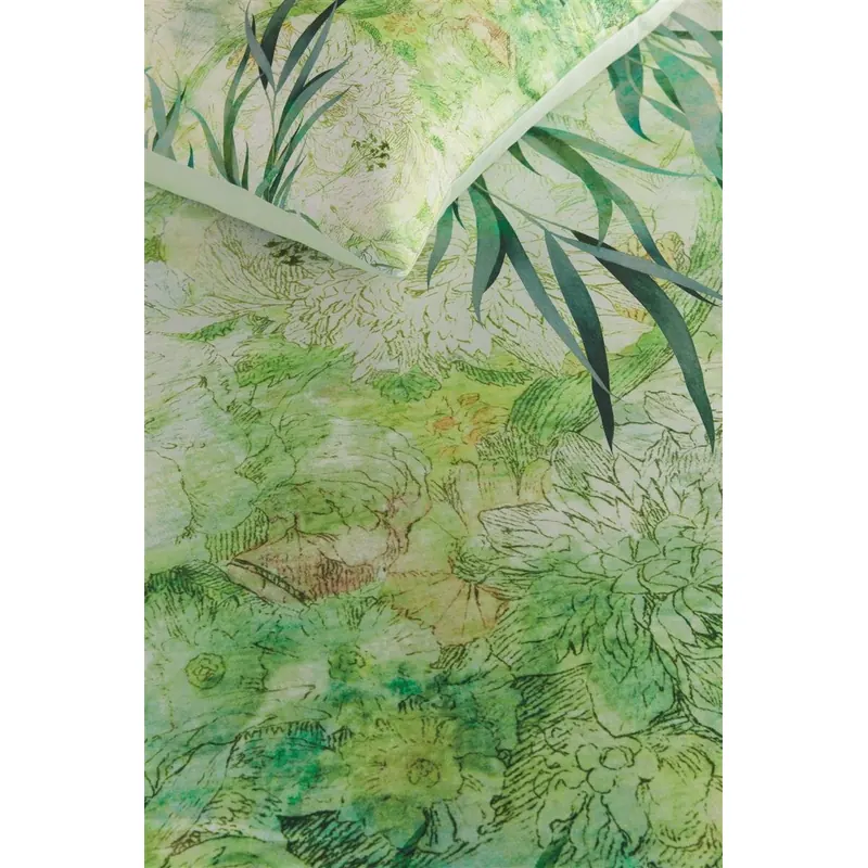 Beddinghouse Bettwäsche Giverny_Green_ _UV_155x220 + 1x 1 , 1 155 x 220 cm, 80 x 80 cm grün