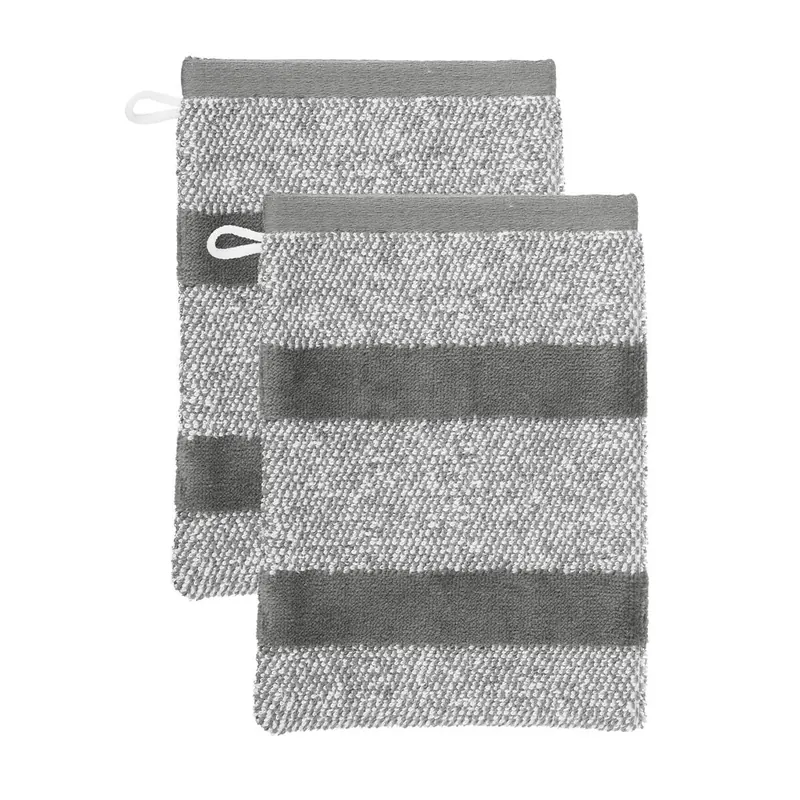 Beddinghouse Heimtextilie Waschlappen Sheer Stripe_Anthracite_UV_UV_16x22 set a 2 set van 3 x Waschlappen 16 x 22 cm