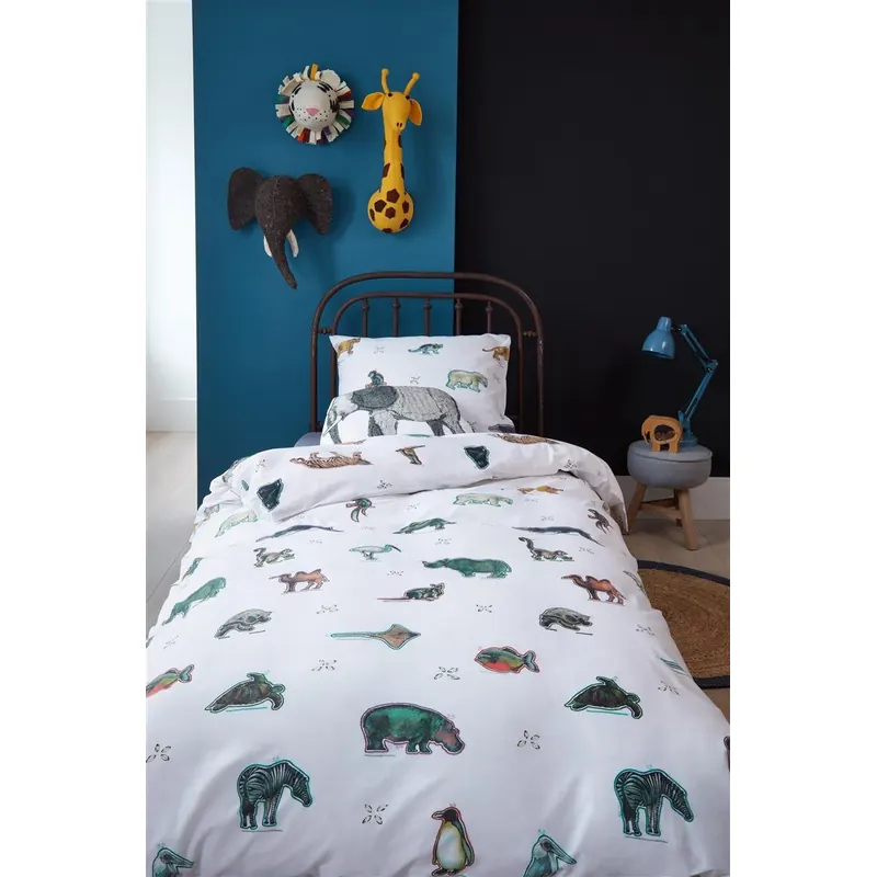 Beddinghouse Kids Bettwäsche Renforcé 2 teilig Kopf Zoo 176681 Multi 135 x 200 cm, 80 x 80 cm bunt