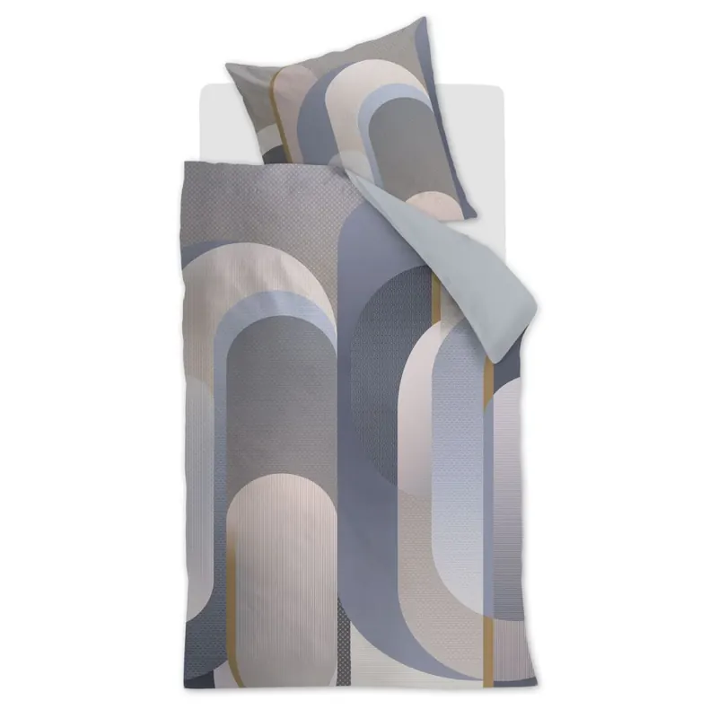 Beddinghouse Mako Satin Bettwäsche Archi Blue Grey grau 135 cm x 200 cm blau