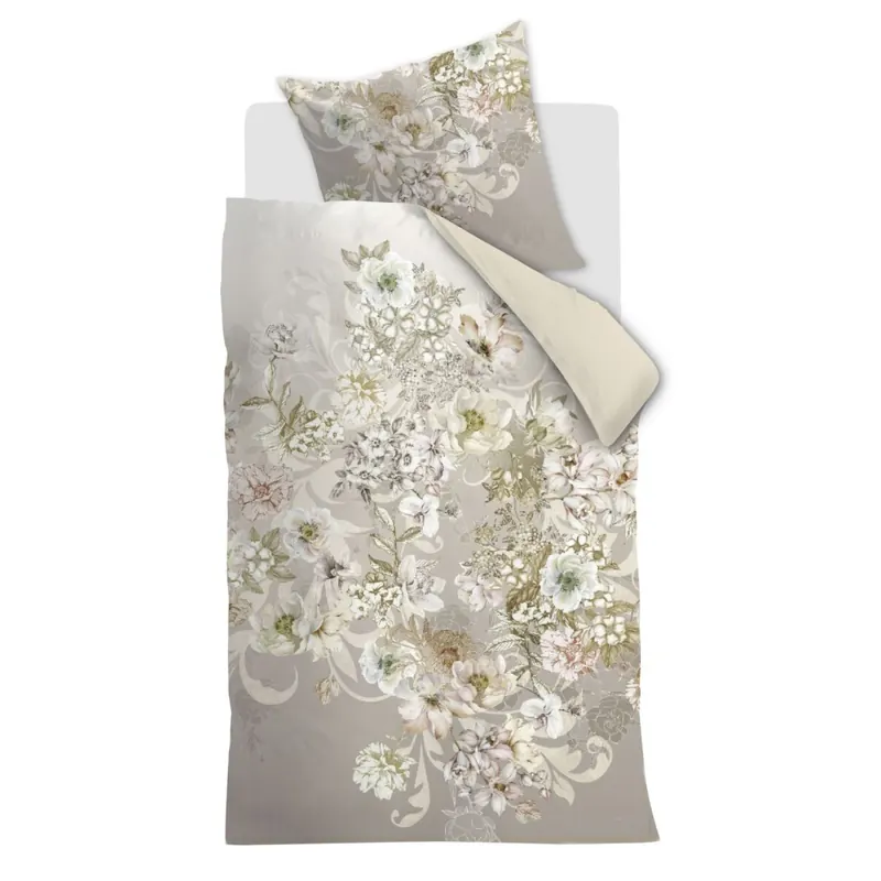 Beddinghouse Mako Satin Bettwäsche Existence al 135 cm x 200 cm natur