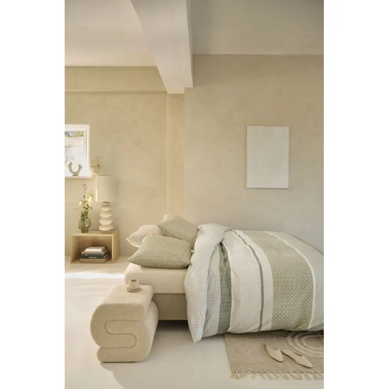 Beddinghouse Mako Satin Bettwäsche Hil Grey Green grün 155 cm x 220 cm grau