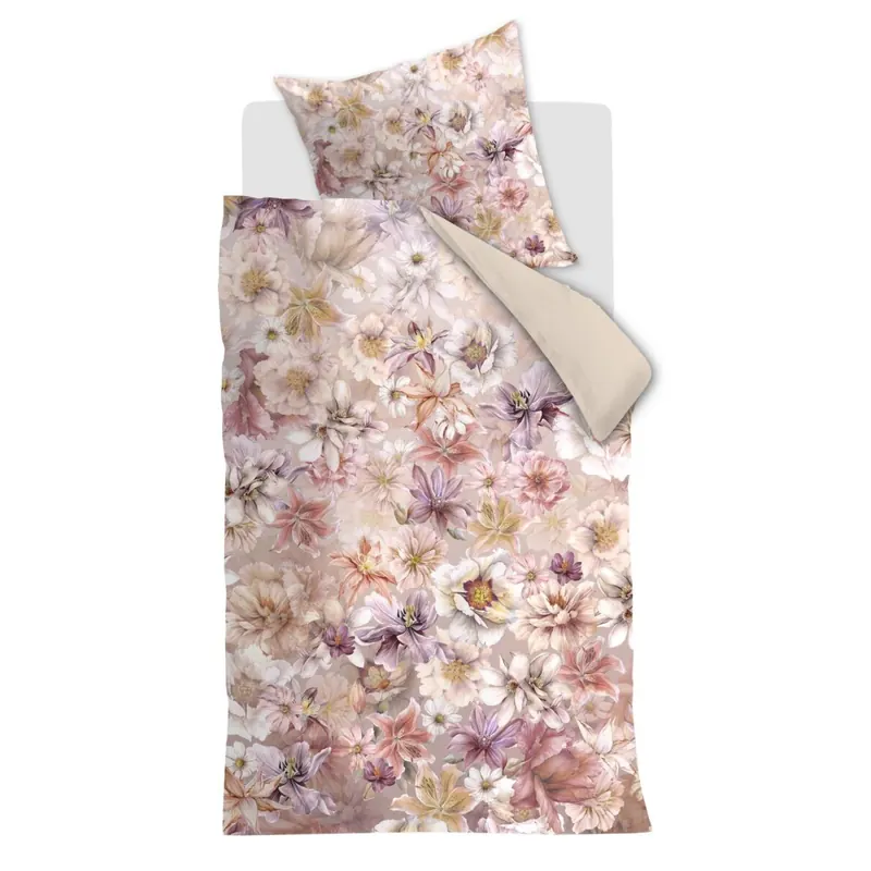 Beddinghouse Mako Satin Bettwäsche Vario Florum Terra Terra 155 cm x 220 cm orange