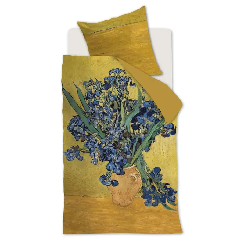 Beddinghouse Satin Bettwäsche Mako 2 teilig Kopf Irises 197150 155 x 220 cm, 80 x 80 cm gelb
