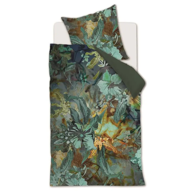 Beddinghouse x Fiep Amsterdam Bettwäsche Floral Embrace_Blue Green_ _UV_155x220 + 1x 1 , 1 155 x 220 cm, 80 x 80 cm blau