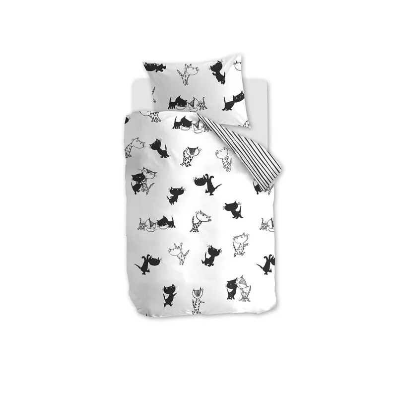 Beddinghouse x Fiep Amsterdam Bettwäsche Pim en Pom_Black_ _UV_100x135 + 1x 1 , 1 100 x 135 cm, 40 x 60 cm schwarz