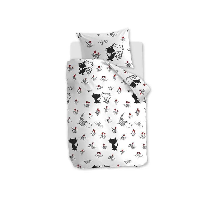 Beddinghouse x Fiep Amsterdam Bettwäsche Pim en Pom Lente_Red_ _UV_100x135 + 1x 1 , 1 100 x 135 cm, 40 x 60 cm rot