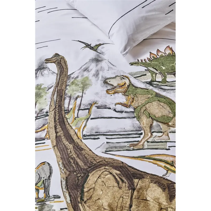 Beddinghouse x Hanneke de Jager Bettwäsche Dinosaurs_ al_ _UV_100x135 + 1x 1 , 1 100 x 135 cm, 40 x 60 cm natur
