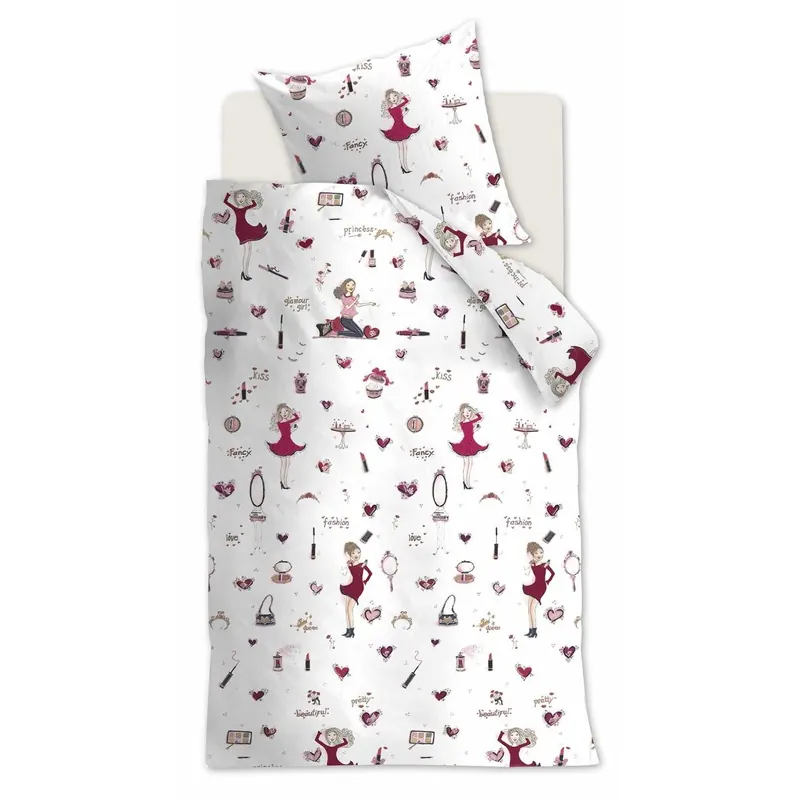 Beddinghouse x Hanneke de Jager Bettwäsche Fashion_Pink_ _UV_135x200 + 1x 1 , 1 135 x 200 cm, 80 x 80 cm rosa