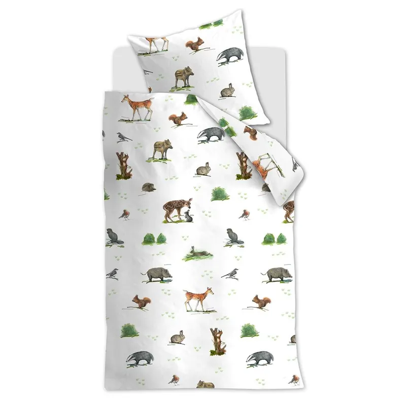 Beddinghouse x Hanneke de Jager Bettwäsche Forest Animals_Multi_ _UV_135x200 + 1x 1 , 1 135 x 200 cm, 80 x 80 cm bunt