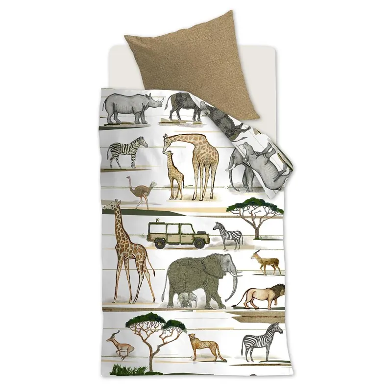 Beddinghouse x Hanneke de Jager Bettwäsche KIDS Jeep Safari al 100x135 natur