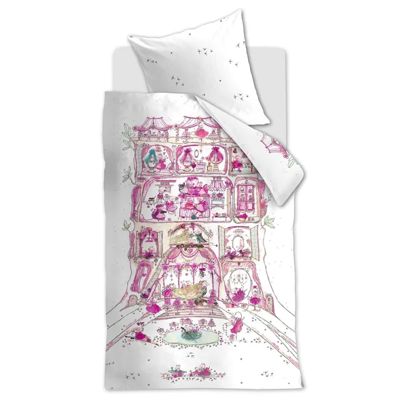Beddinghouse x Hanneke de Jager Bettwäsche Mousehouse_Pink_ _UV_135x200 + 1x 1 , 1 135 x 200 cm, 80 x 80 cm rosa