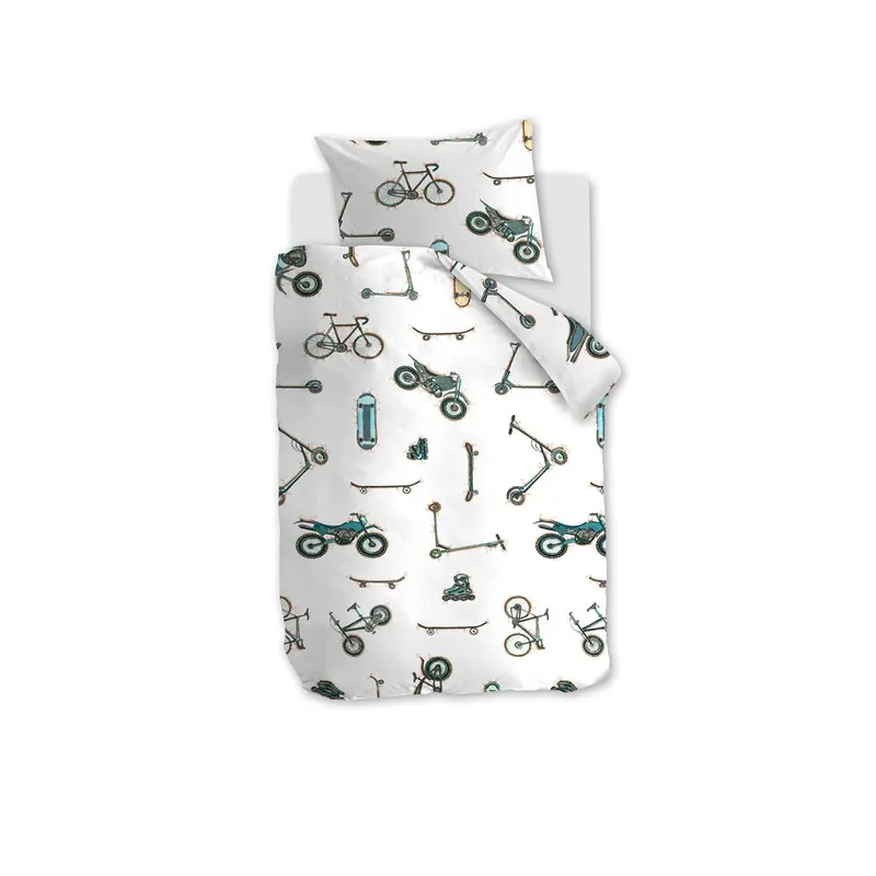 Beddinghouse x Hanneke de Jager Bettwäsche Wheelers_Grey_ _UV_100x135 + 1x 1 , 1 100 x 135 cm, 40 x 60 cm Grau