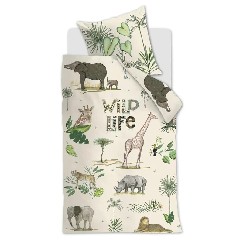 Beddinghouse x Hanneke de Jager Bettwäsche Wild Life_Sand_ _UV_135x200 + 1x 1 , 1 135 x 200 cm, 80 x 80 cm natur