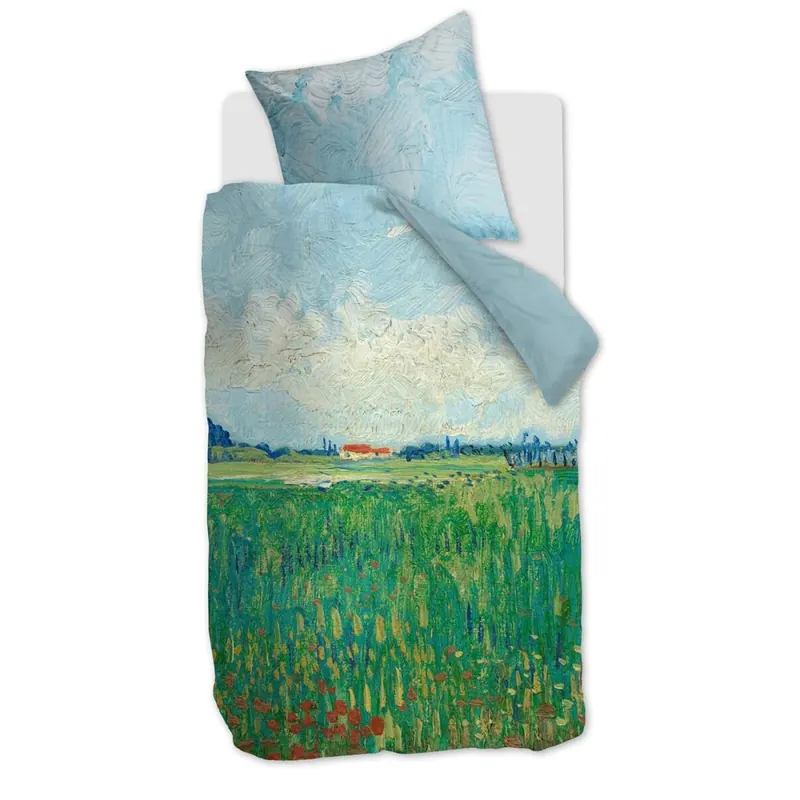 Beddinghouse x Van Gogh Museum Bettwäsche Field with Poppies_Green_ _UV_155x220 + 1x 1 , 1 155 x 220 cm, 80 x 80 cm grün