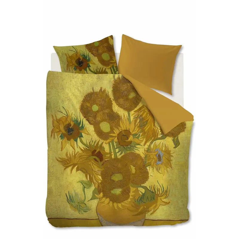 Beddinghouse x Van Gogh Museum Mako Satin Bettwäsche Tournesol_Yellow_ _UV_200x200 + 2x 1 , 2 Kissenbezüge 200 cm x 200