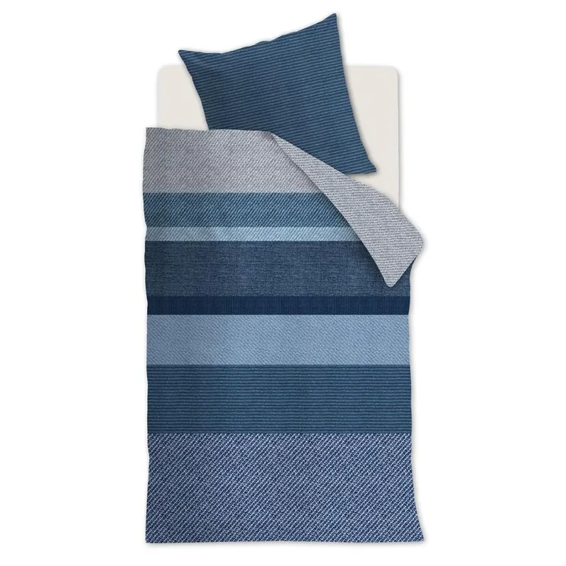 Beddinhouse Baumwolle Kissenbezug Köperbindung, Marne Blue 1 80x80, 80 x 80 cm blau