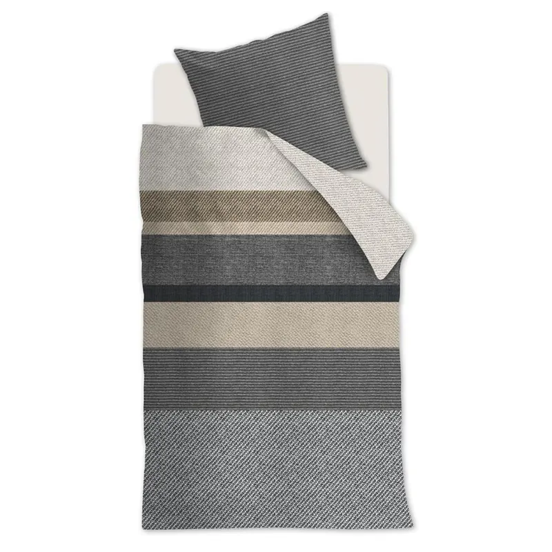 Beddinhouse Baumwolle Kissenbezug Köperbindung, Marne Grey 1 80x80, 80 x 80 cm Grau