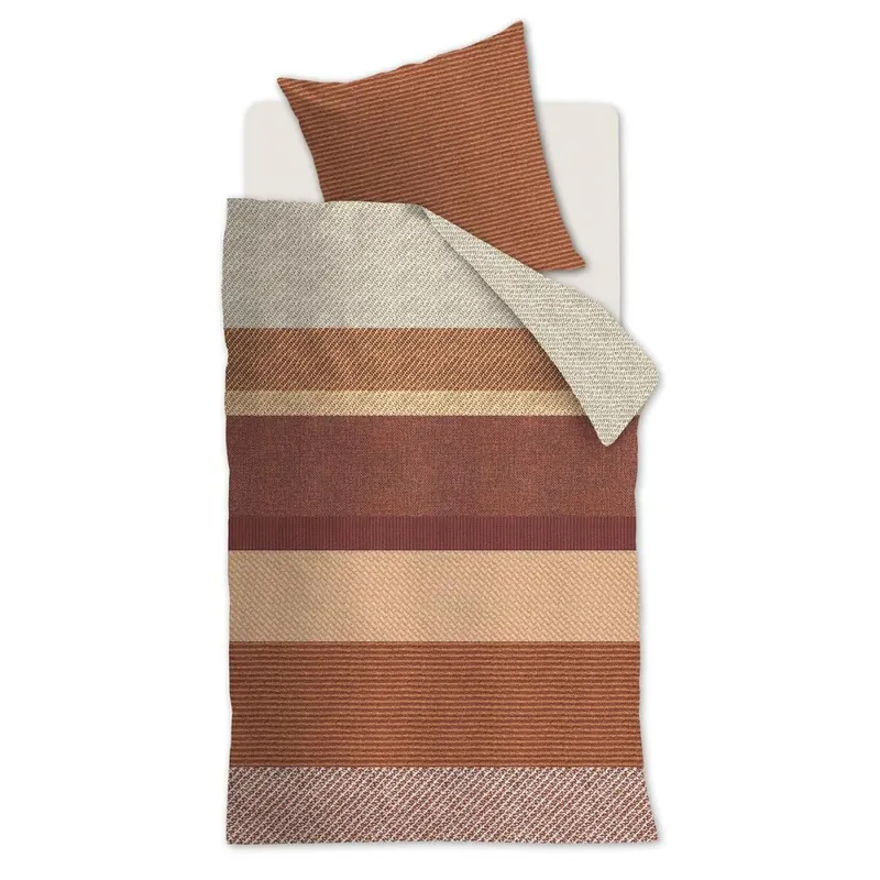 Beddinhouse Baumwolle Kissenbezug Köperbindung, Marne Terra 1 Terrakotta 80x80, 80 x 80 cm orange