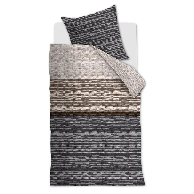 Beddinhouse Biber Bettwäsche Fardau Grey + 1x 1 , 1 Grau 155x220, 155 x 220 cm
