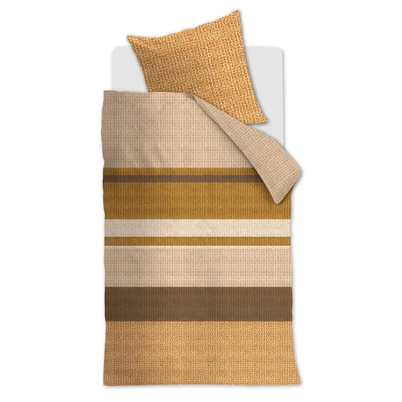 Beddinhouse Mako-Satin Bettwäsche Darren Ochre + 1x 1 , 1 Ocker 155x220, 155 x 220 cm gelb