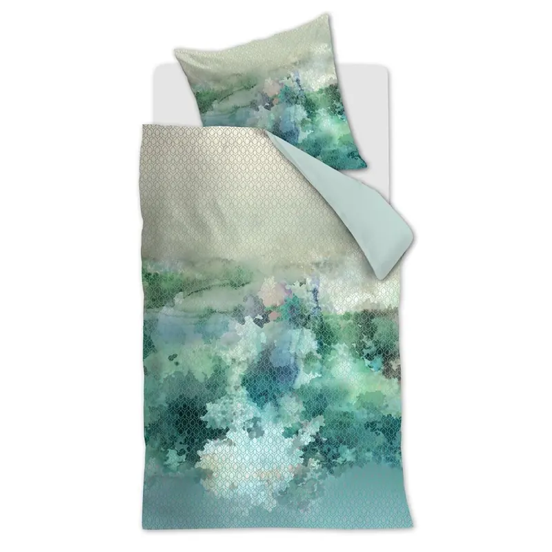 Beddinhouse Mako-Satin Bettwäsche Metamorphose Blue Green + 1x 1 , 1 Grün 155x220, 155 x 220 cm blau