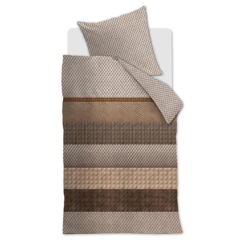 Beddinhouse Mako-Satin Bettwäsche Quilted al + 1x 1 , 1 155x220, 155 x 220 cm natur