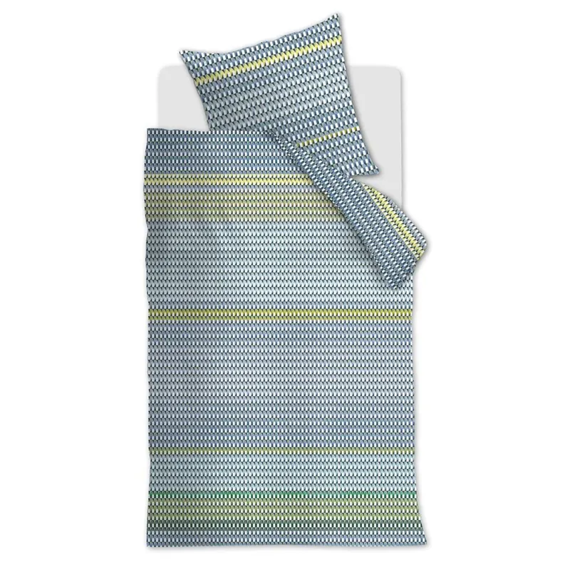 Beddinhouse Mako-Satin Bettwäsche Rhythm Blue Green + 1x 1 , 1 Grün 155x220, 155 x 220 cm blau